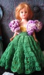 red head green crochet doll